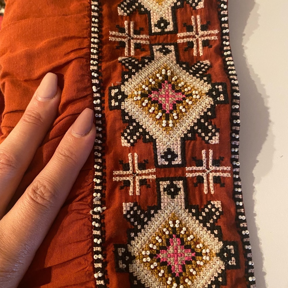 Anthropologie Beaded Maxi Skirt In Orange - Picture 6 of 9
